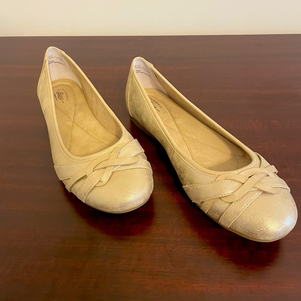Women’s G.H. Bass Matilda Light Gold Metallic Braided Toe Ballerina Flat